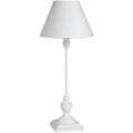 White table lamp with a white shade on a white background