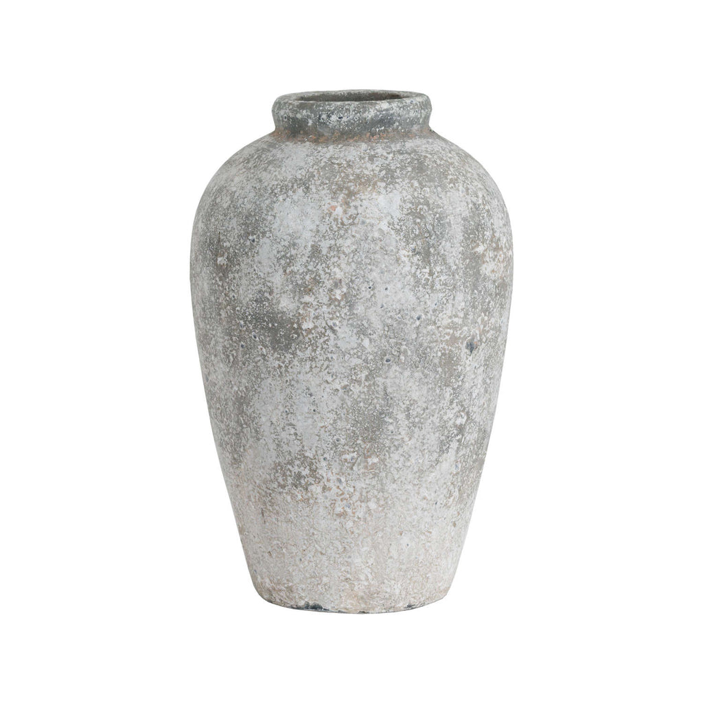 Vintage-style gray vase on a white background