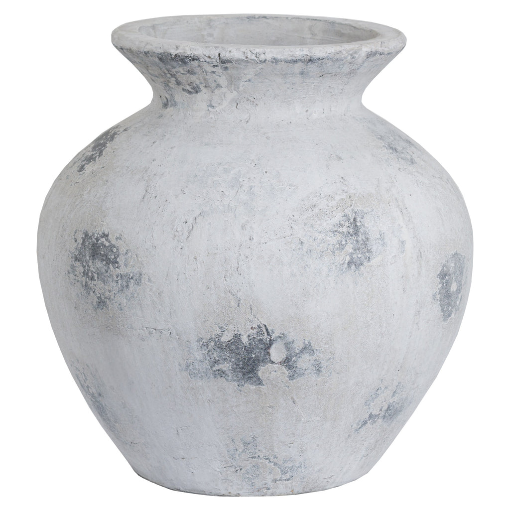 Gray textured vase on a white background