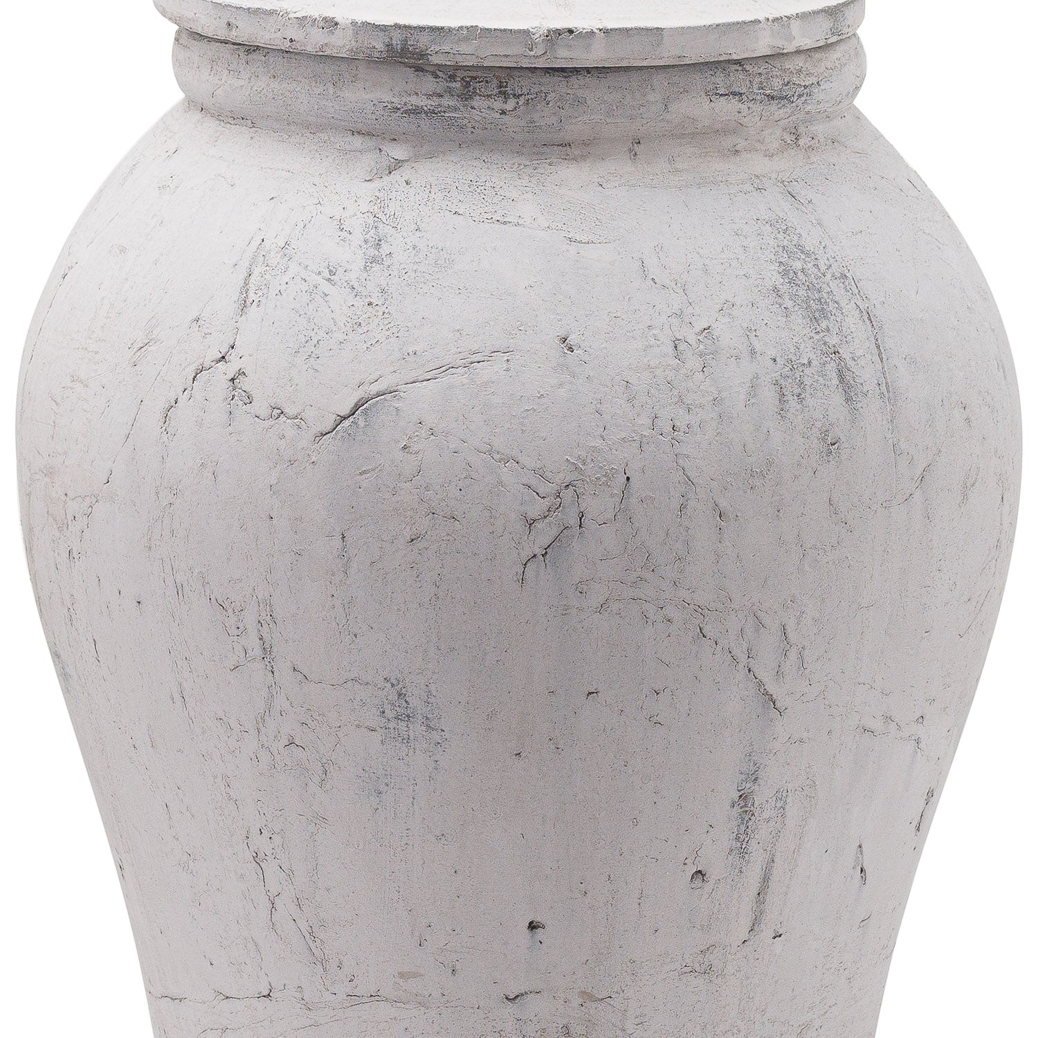 White textured urn on a white background