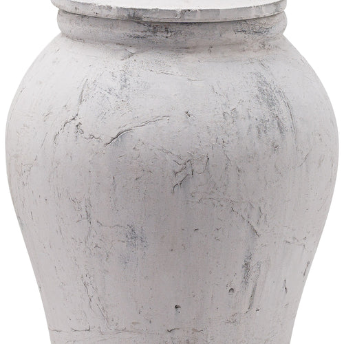 White textured urn on a white background