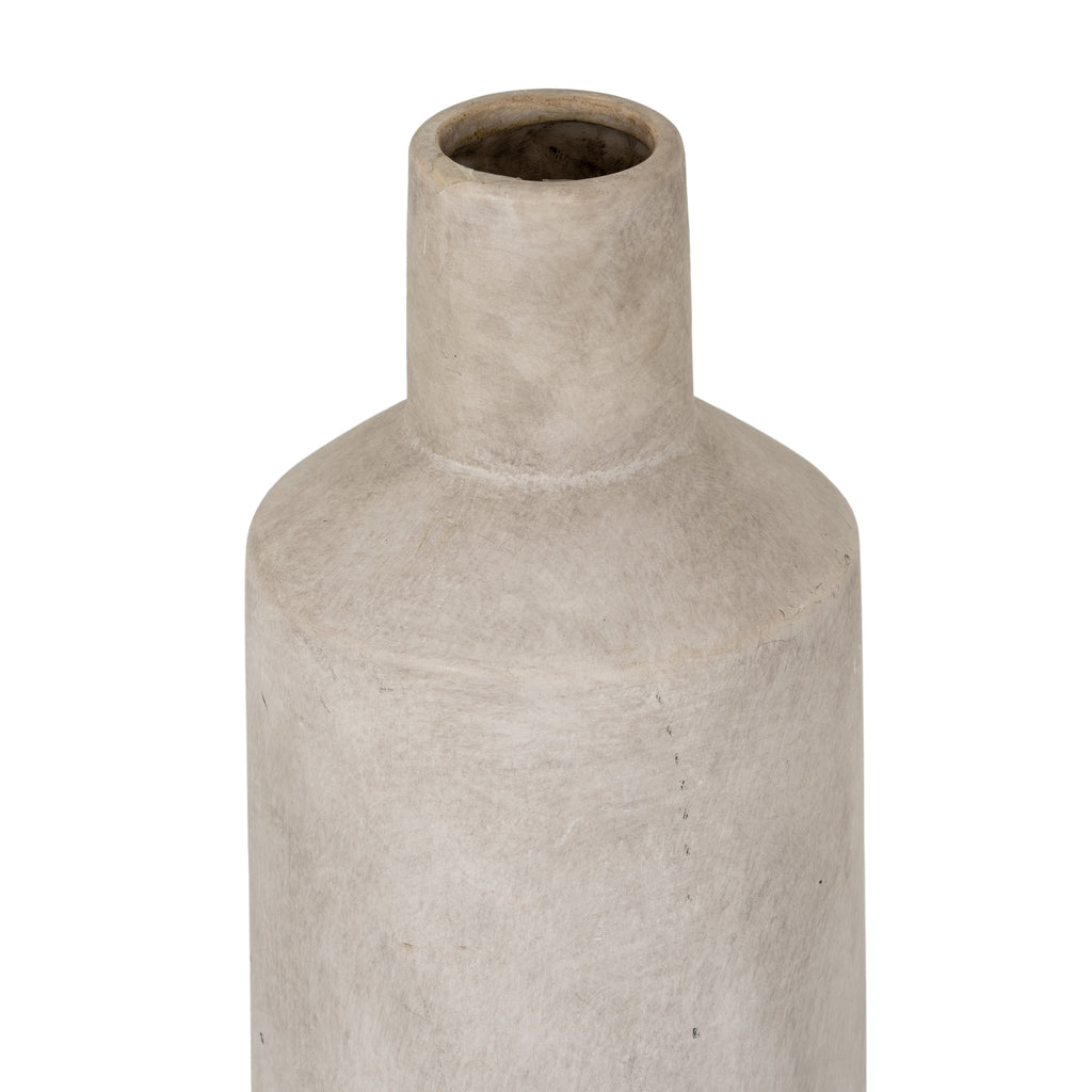 Cylindrical concrete vase on a white background