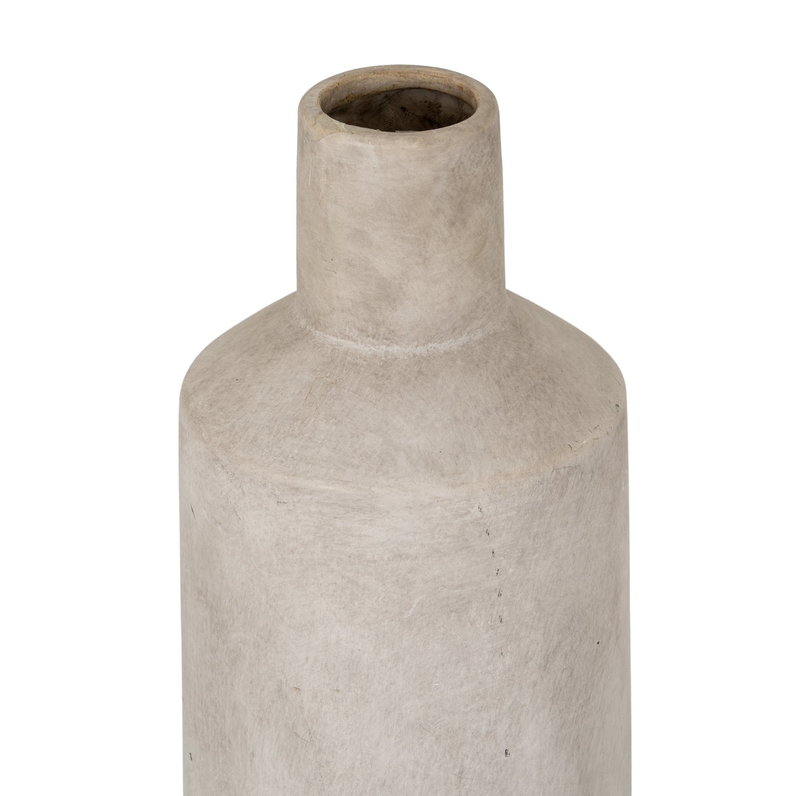 Cylindrical concrete vase on a white background