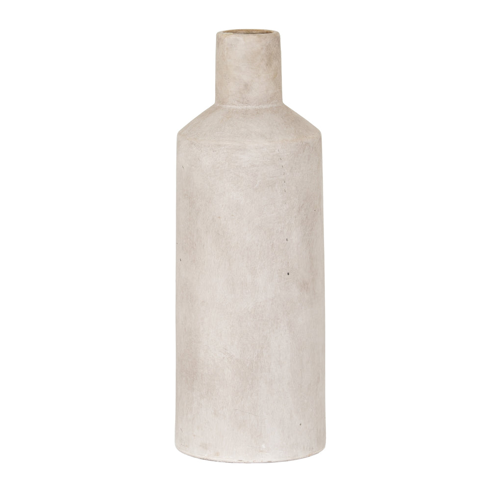 Beige ceramic bottle on a white background