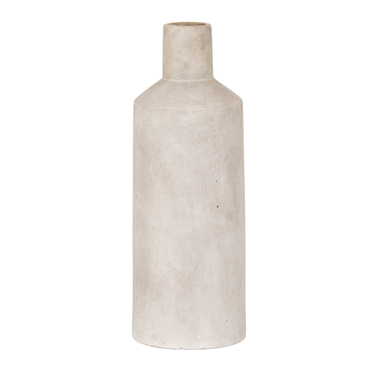 Beige ceramic bottle on a white background
