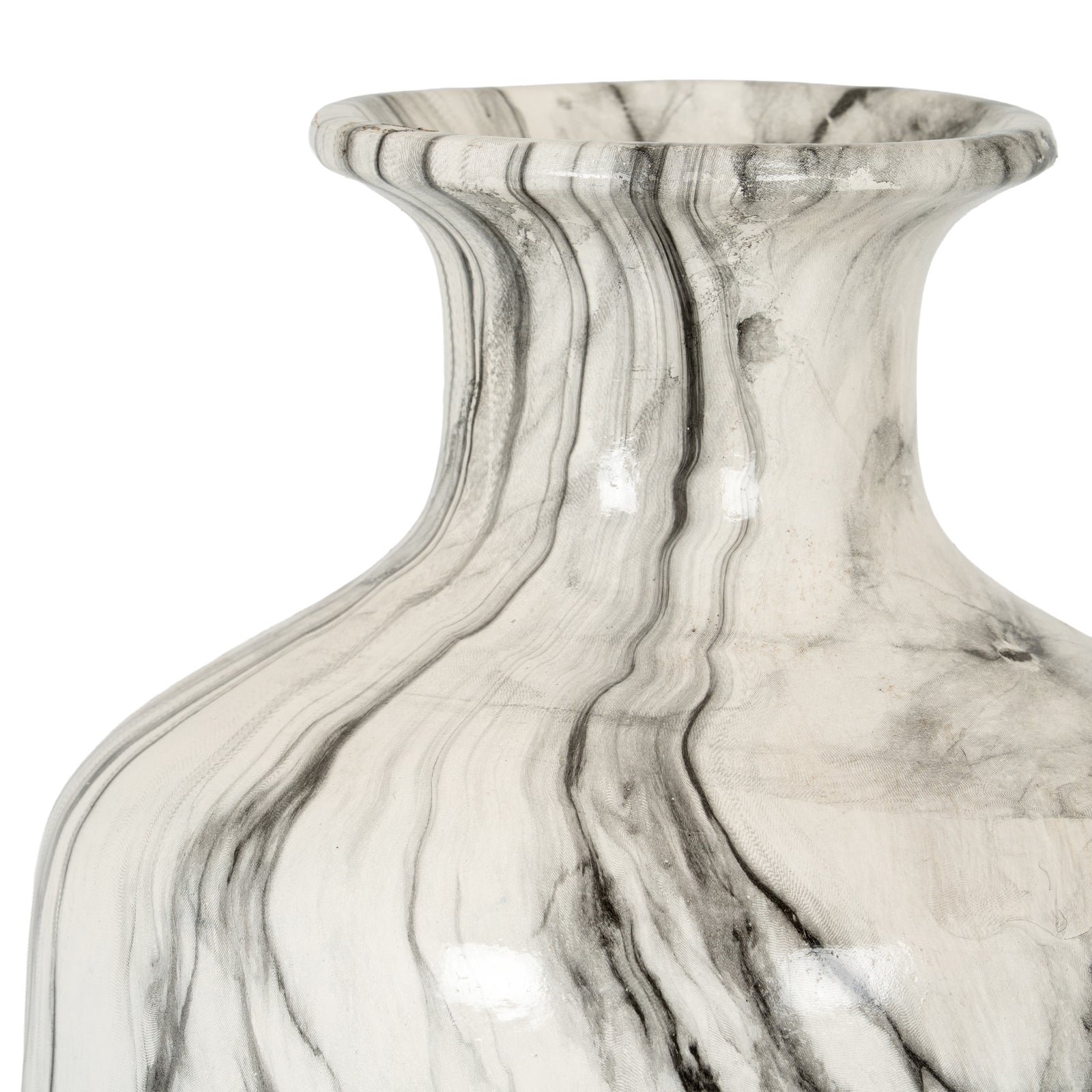 Marble-patterned vase on a white background