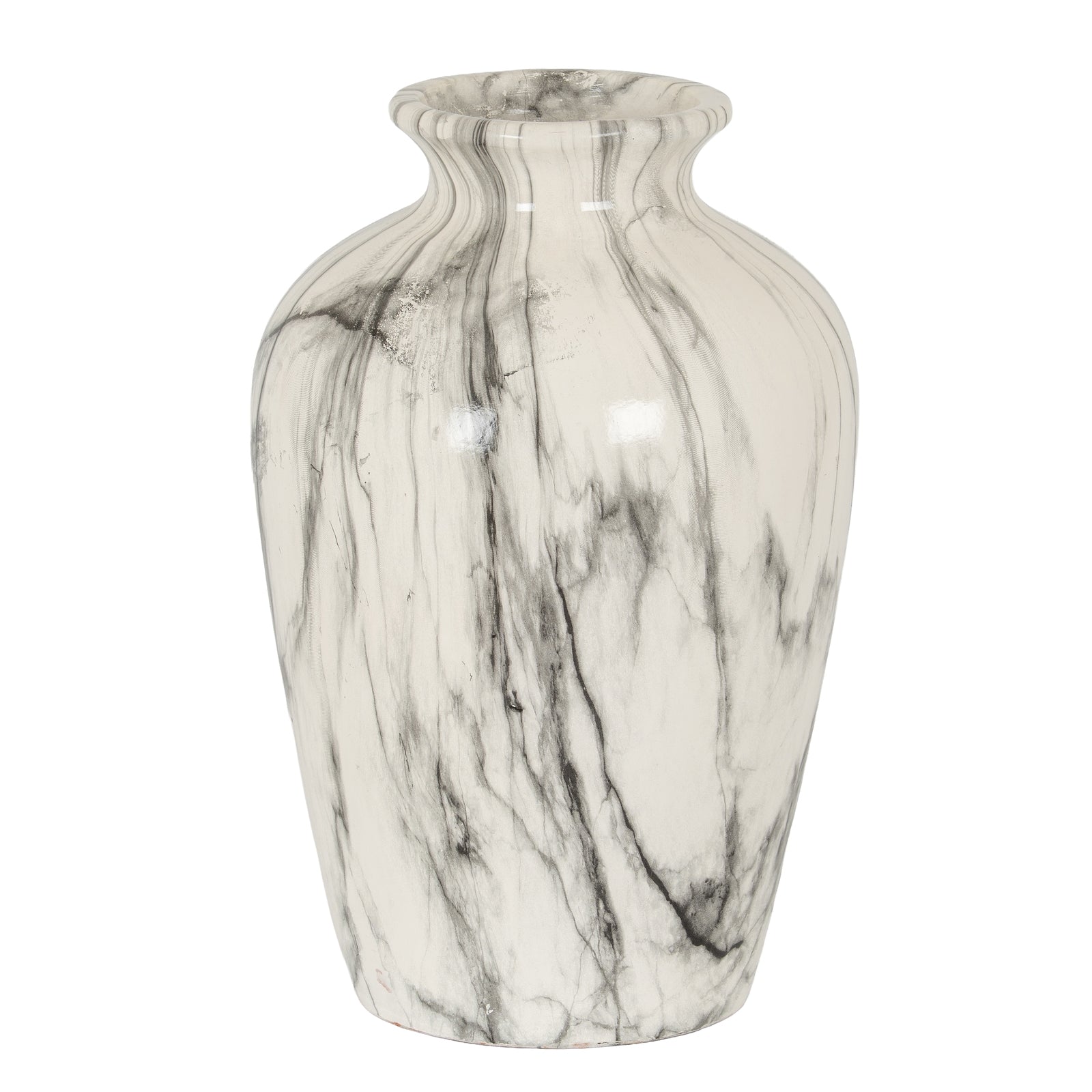 Marble-patterned vase on a white background