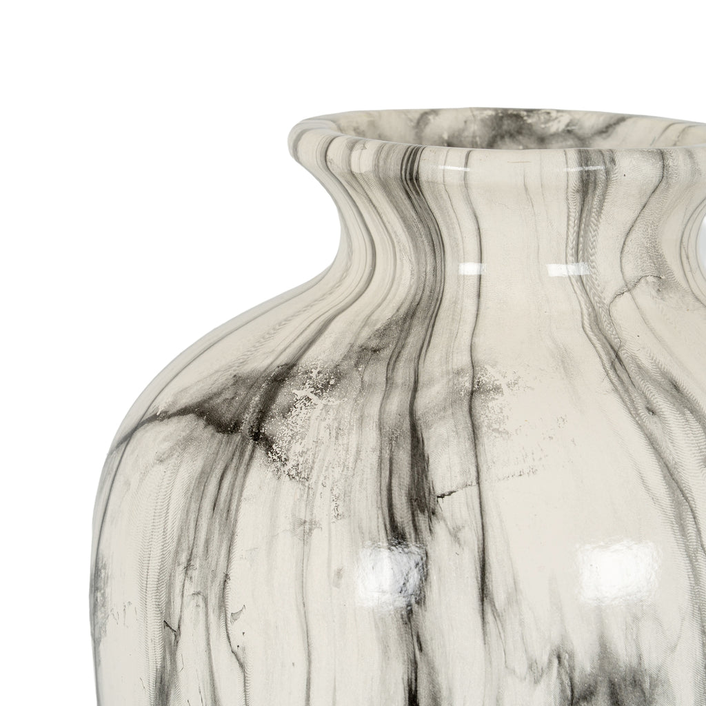 Marble-patterned vase on a white background