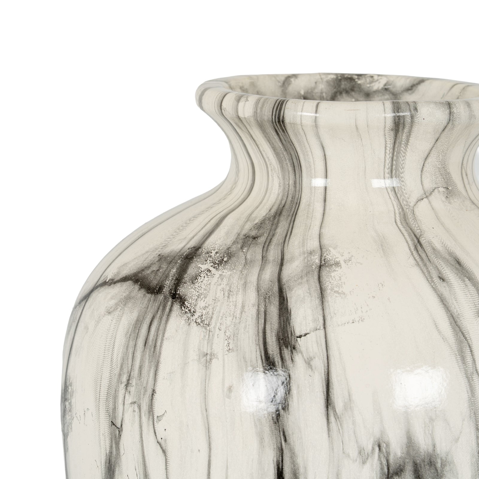 Marble-patterned vase on a white background
