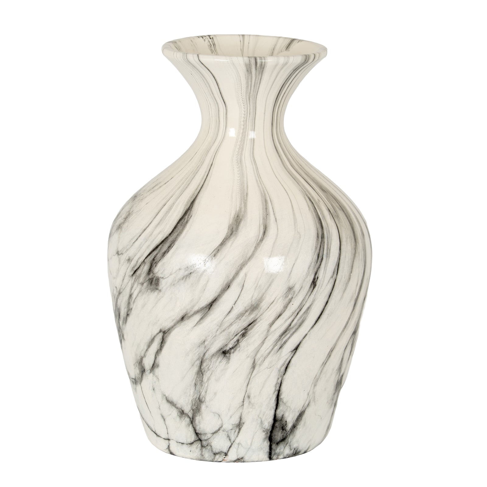 Marble-patterned vase on a white background