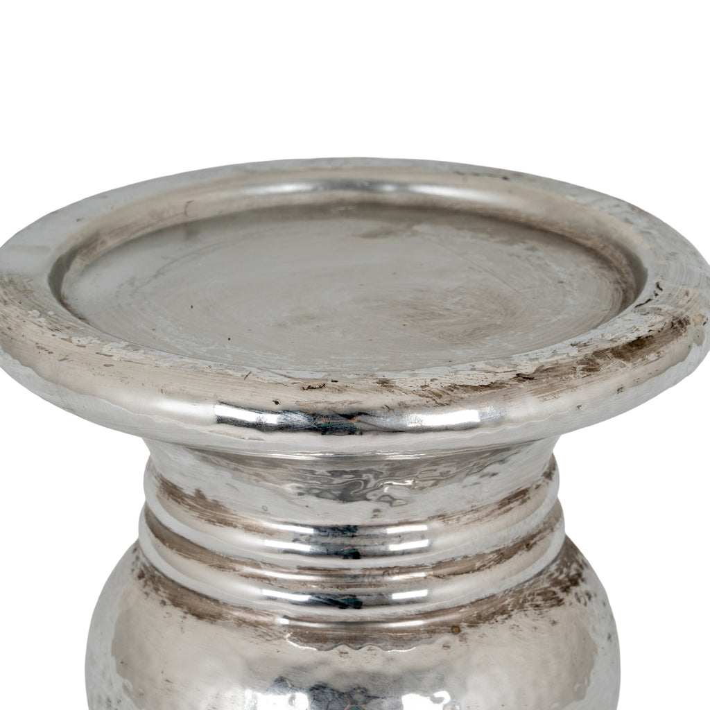Silver Punch Faced Ceramic Candle Holder