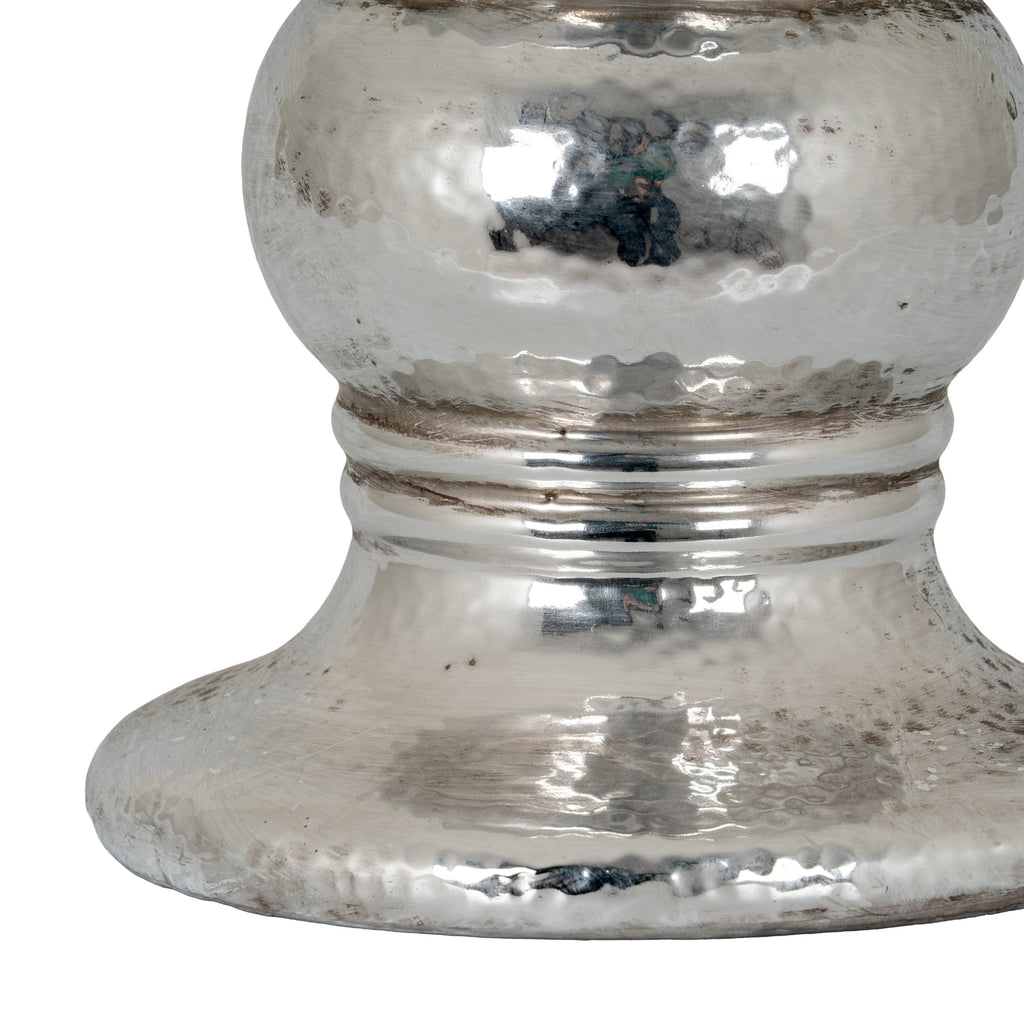Silver Punch Faced Ceramic Candle Holder