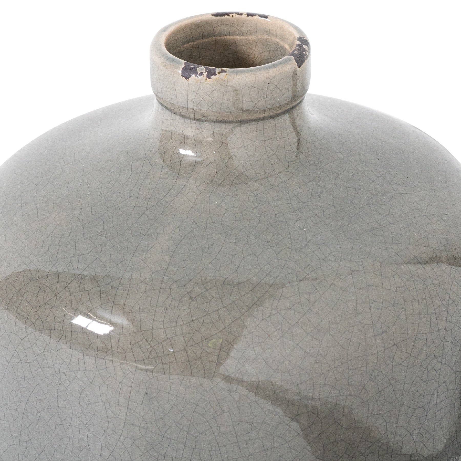 Ceramic vase with a textured surface on a white background