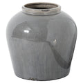 Gray ceramic jar on a white background