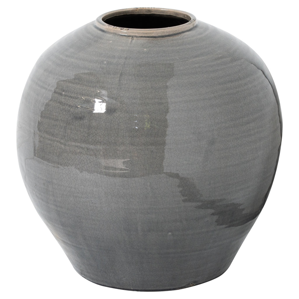 Gray ceramic vase on a white background