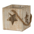 Washed Wood Large Star Tealight Candle Holder