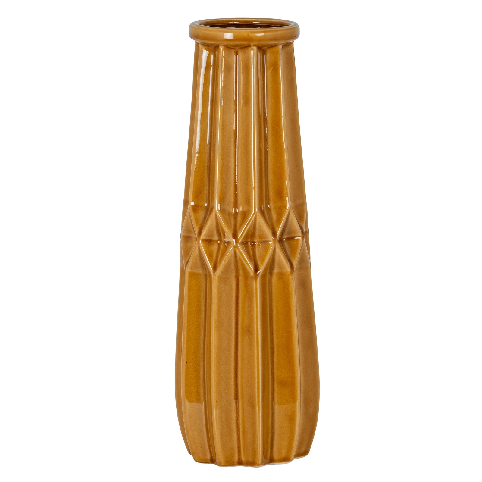 Brown textured vase on a white background
