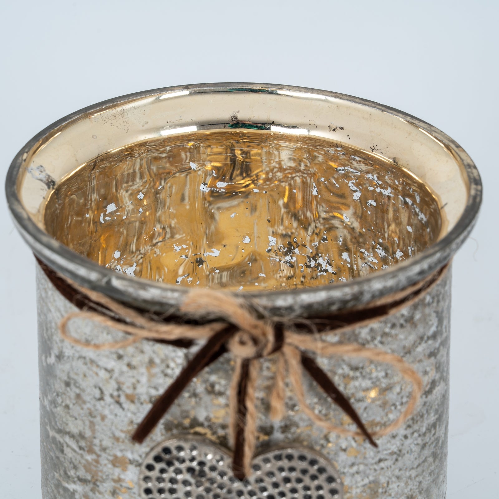 Murcury Hammered Heart Medium Candle Holder