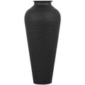 Black textured vase on a white background