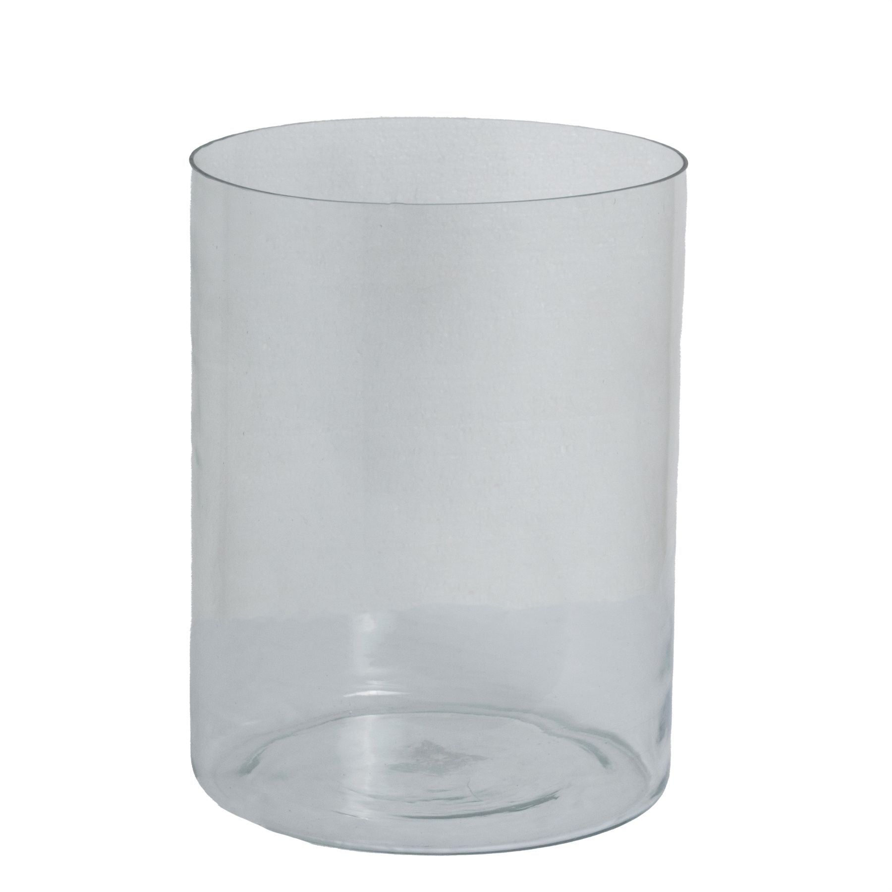 Clear glass vase on a white background