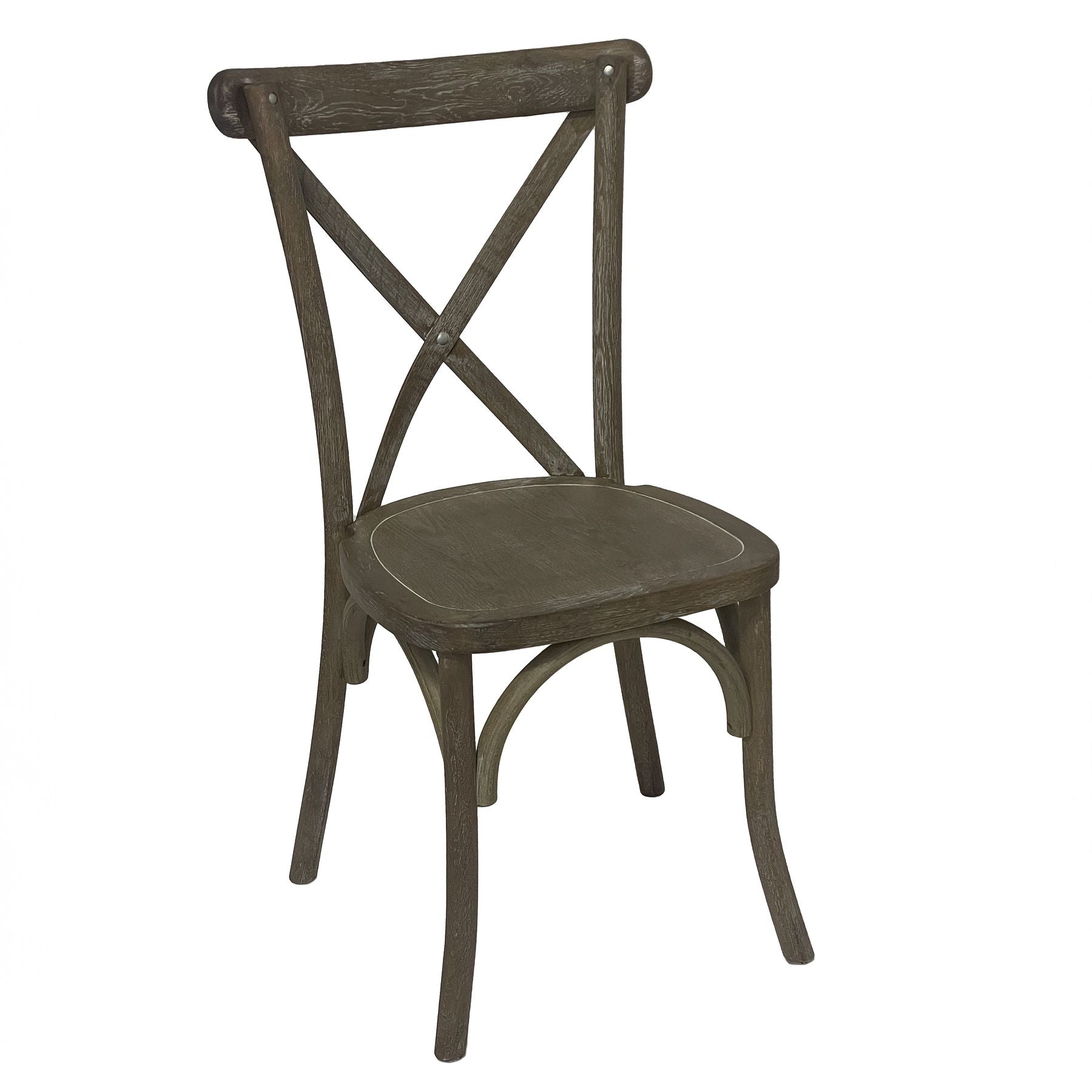 Wooden chair with a dark finish on a white background