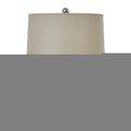 Squat White Beaded Ceramic Lamp With Linen Shade