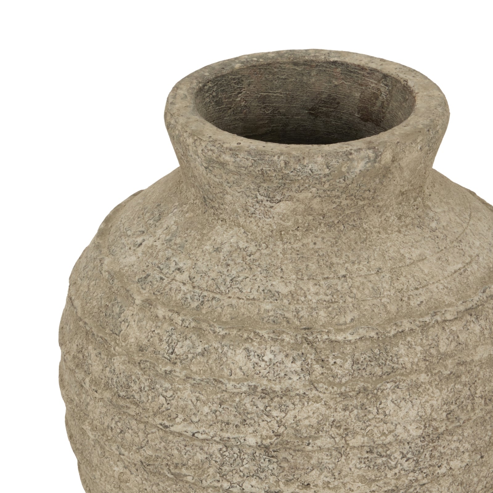 Textured stone vase on a white background