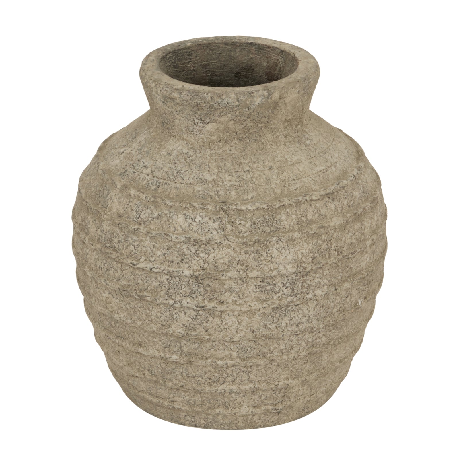 Textured stone vase on a white background