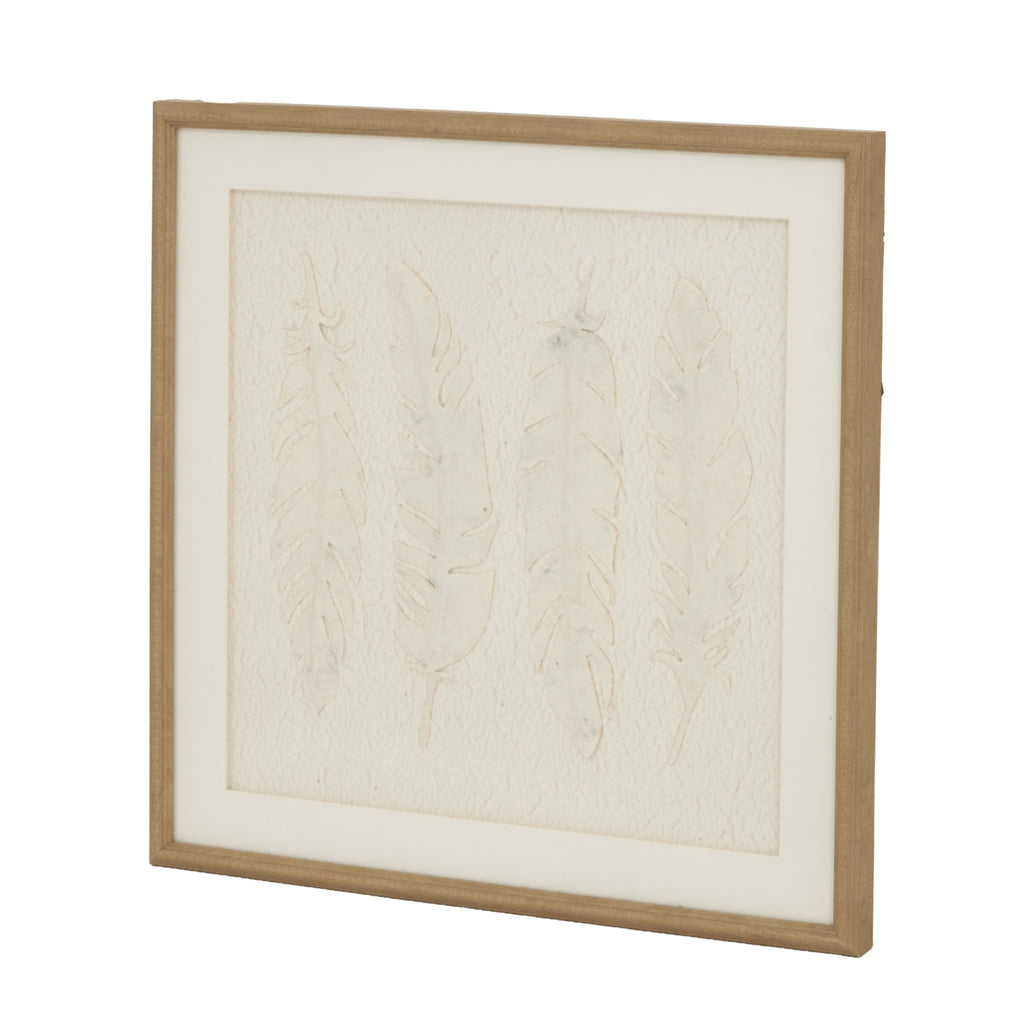 Alta White Feathers Art Mounted In Beaded Frame