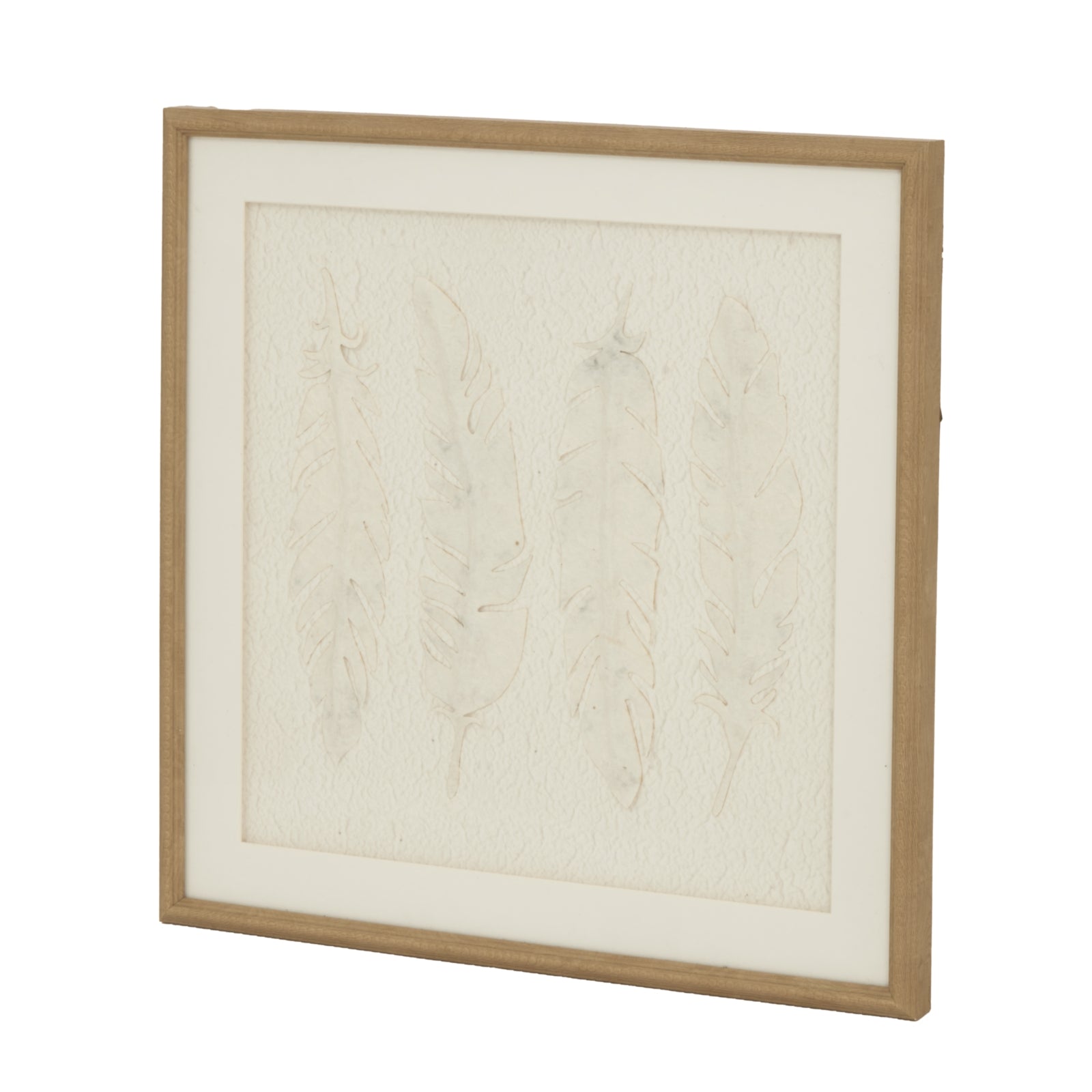 Alta White Feathers Art Mounted In Beaded Frame