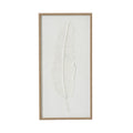 Large Quill White Feather Art Mounted In Beaded Frame