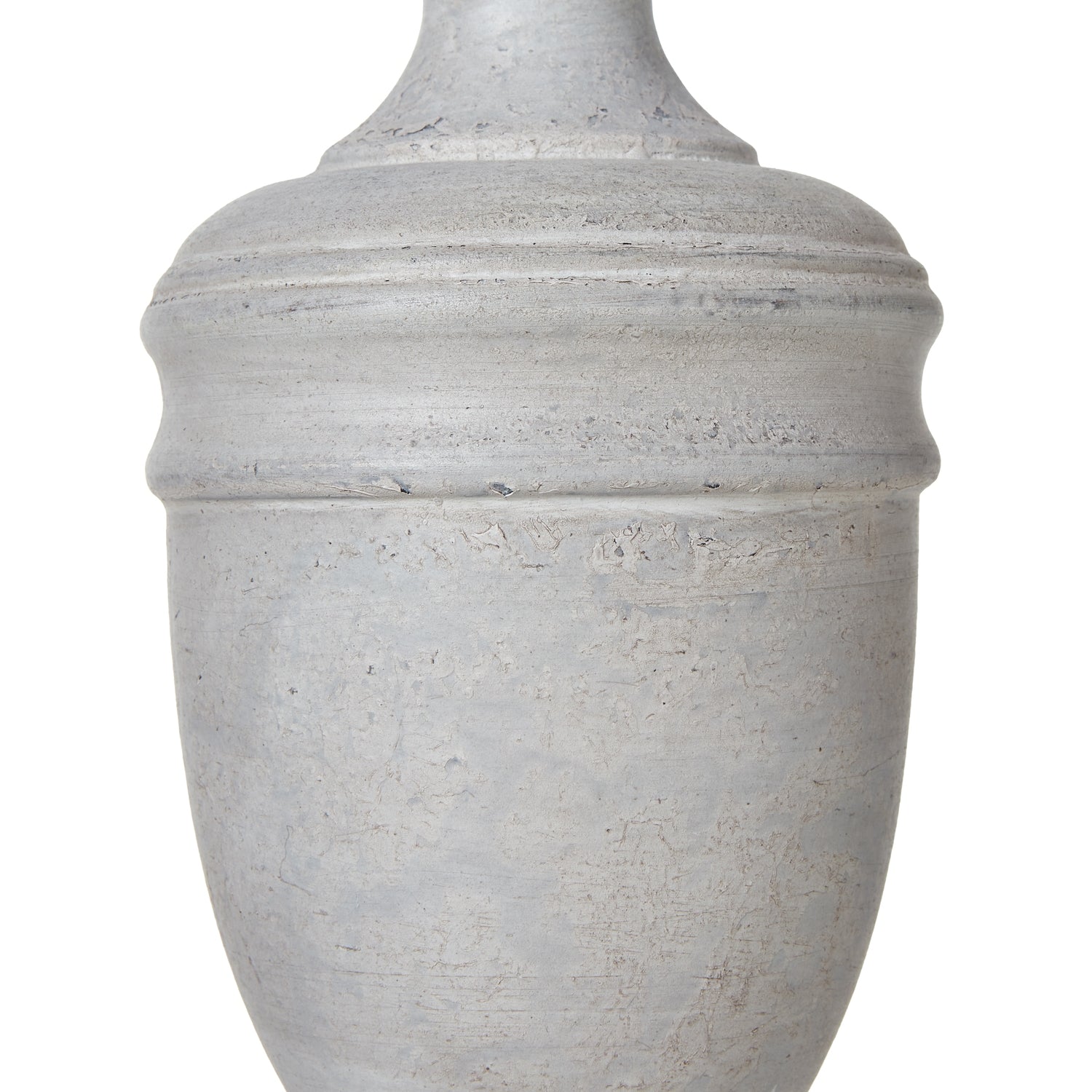 Gray stone urn on a white background