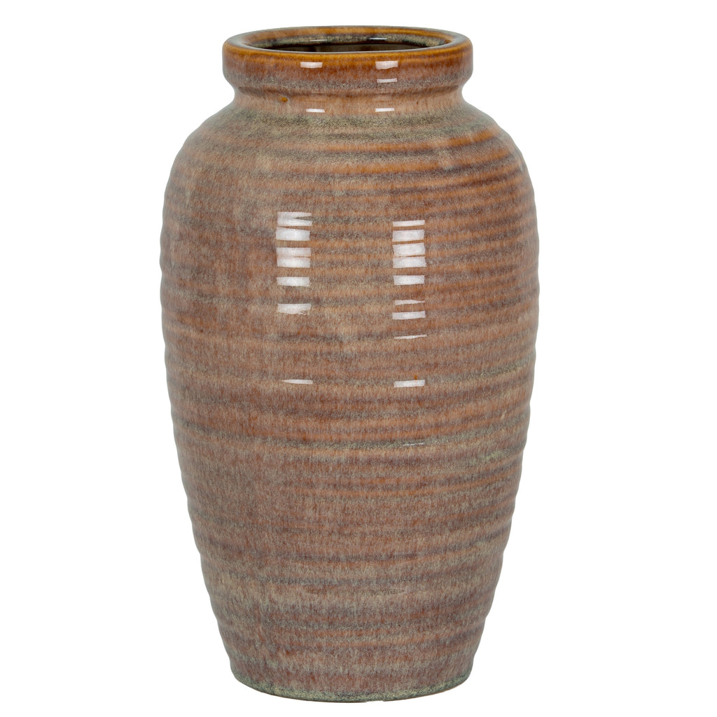Brown ceramic vase on a white background