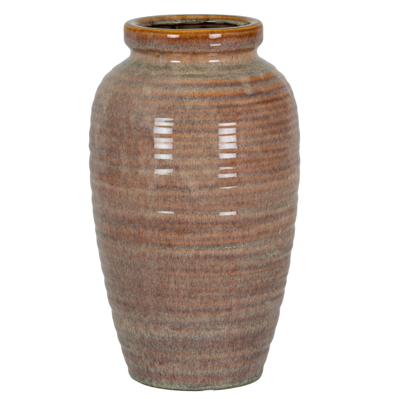 Brown ceramic vase on a white background
