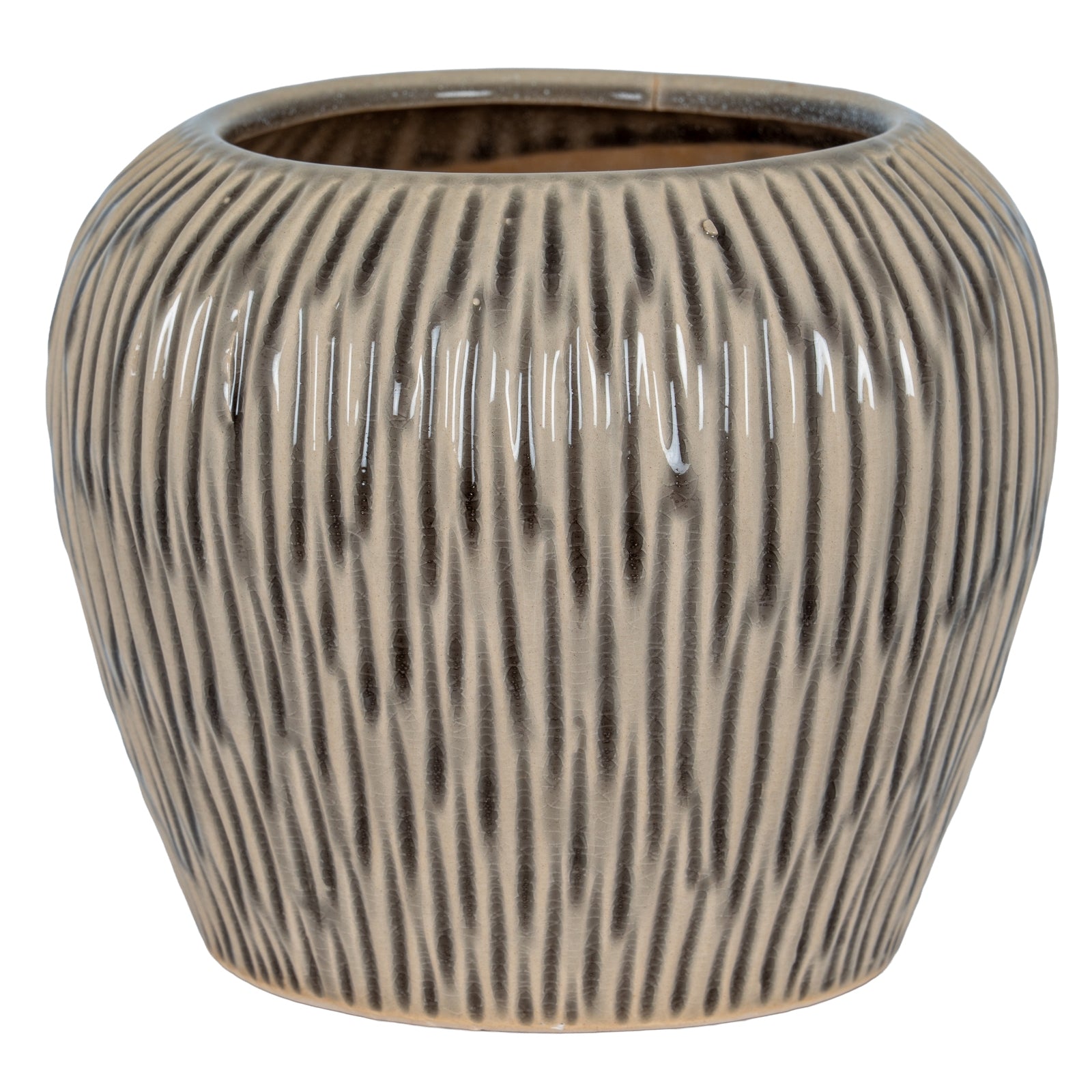 Textured ceramic pot on a white background