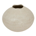 Textured beige ceramic vase on a white background