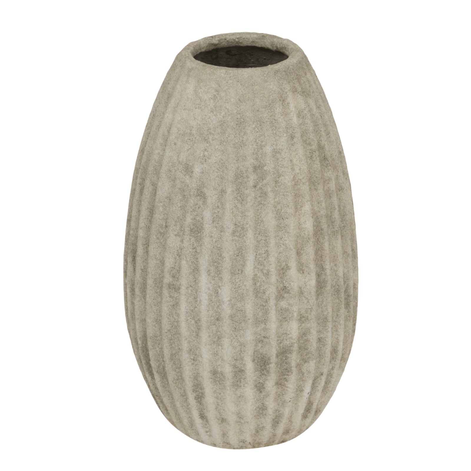 Textured gray vase on a white background