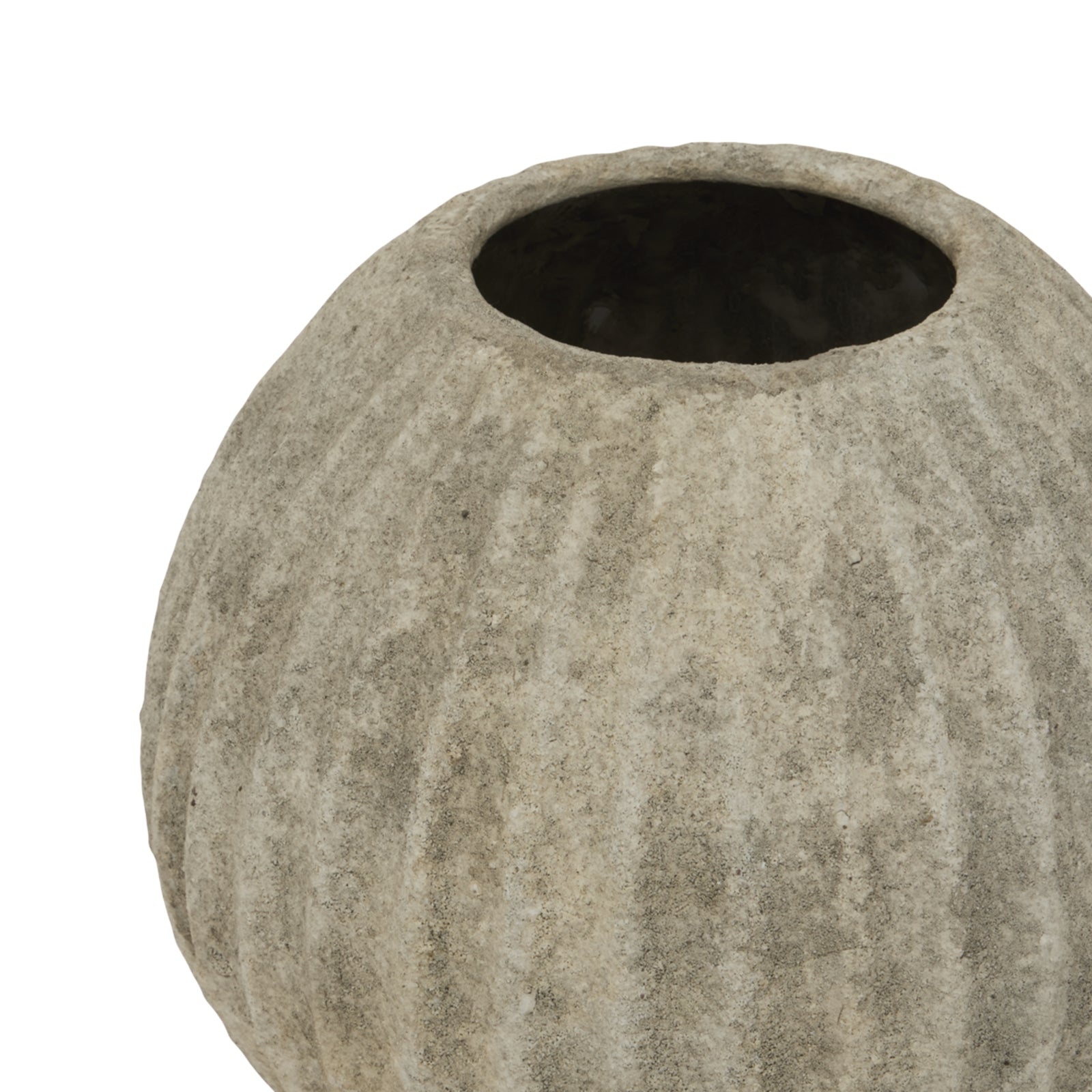 Textured stone-like vase on a white background