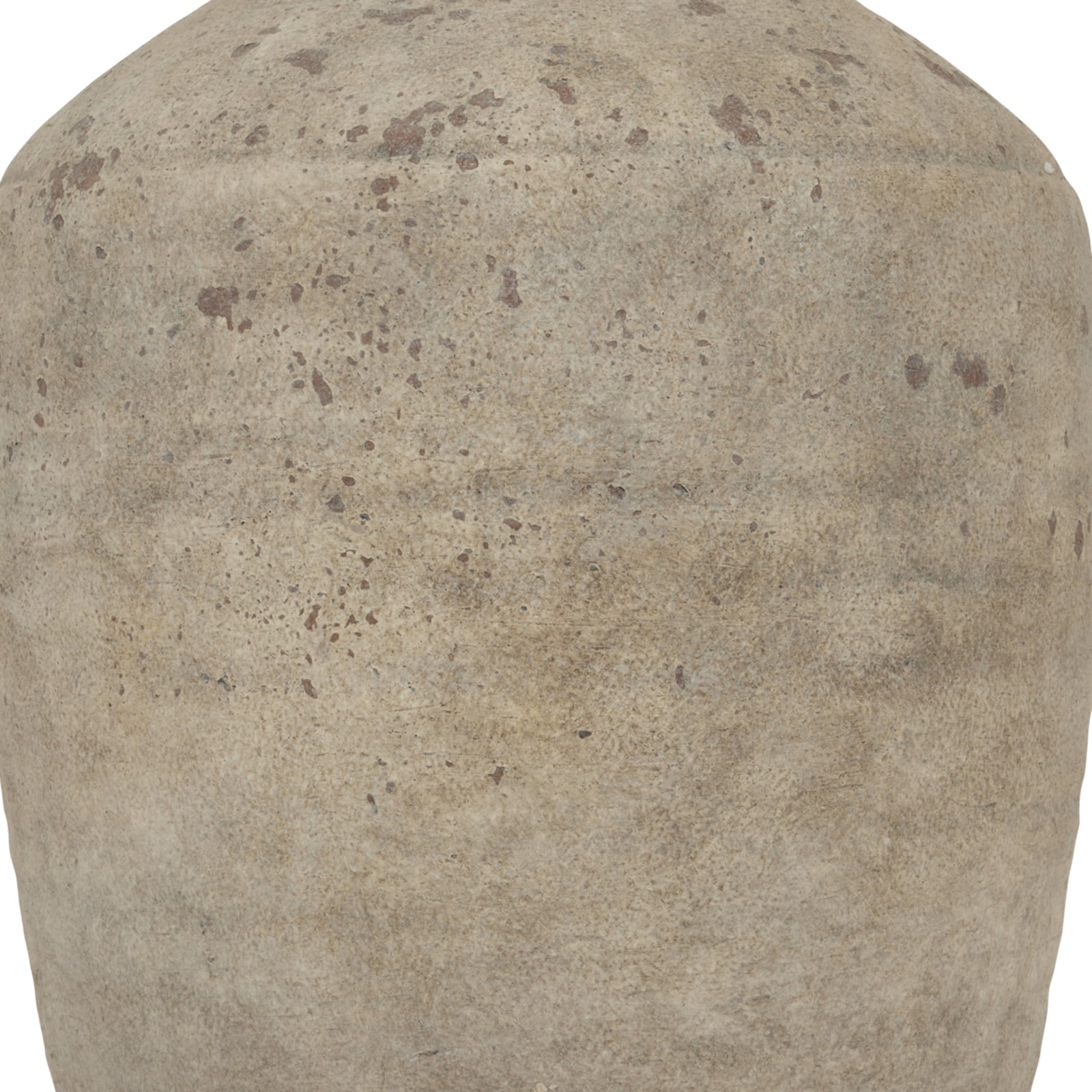 Close-up of a textured stone vase on a white background
