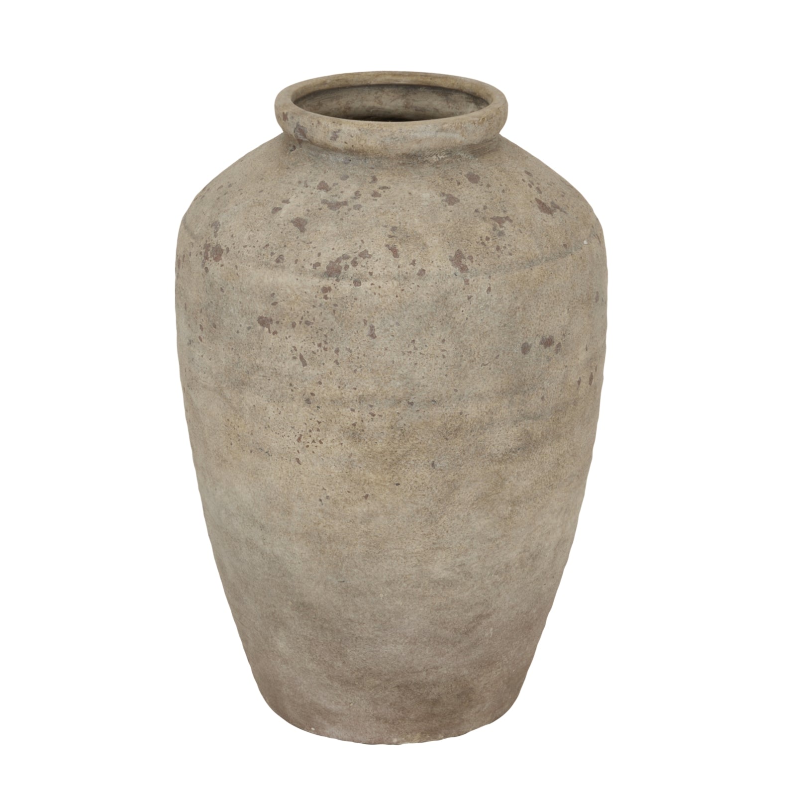 Textured beige vase on a white background