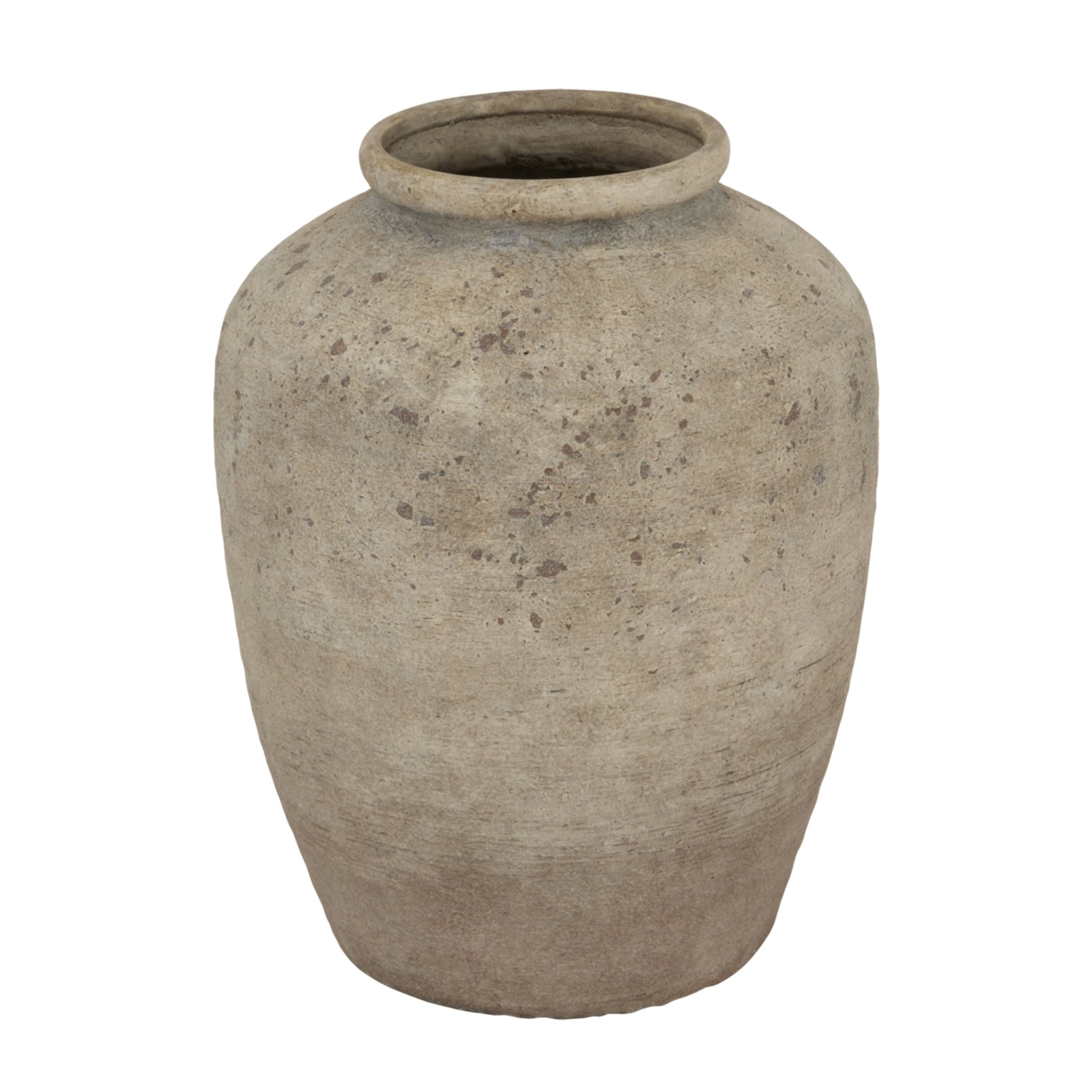 Textured beige ceramic vase on a white background