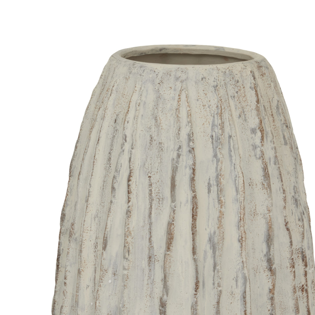 Decorative vase with marbled pattern on a white background