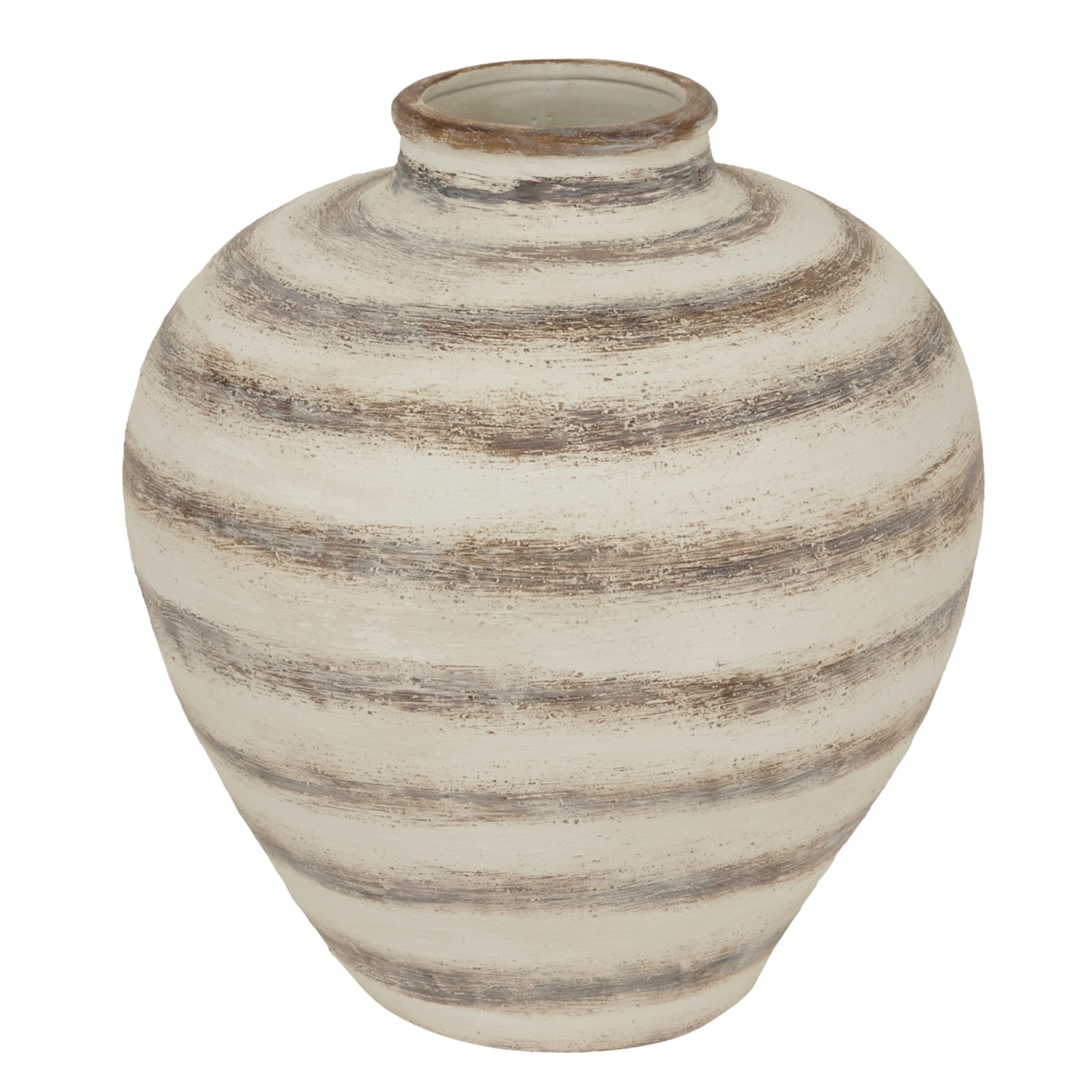 Decorative vase with striped pattern on a white background