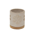 Alora Ceramic Snowflake Candle Holder On Wood Base