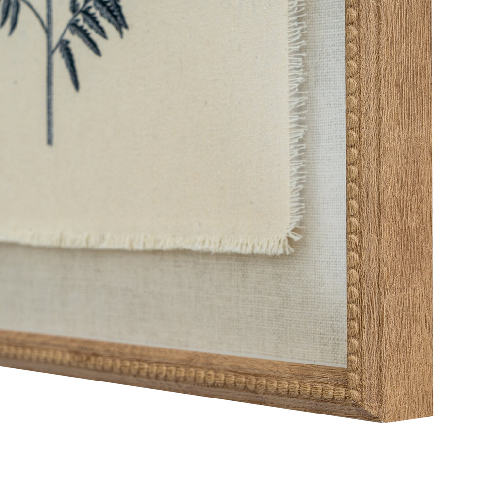 Flora & Fauna Collection Beech Fern On Linen In Beaded Frame