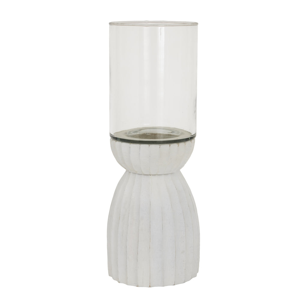 Large White Carved Hurricane Lantern