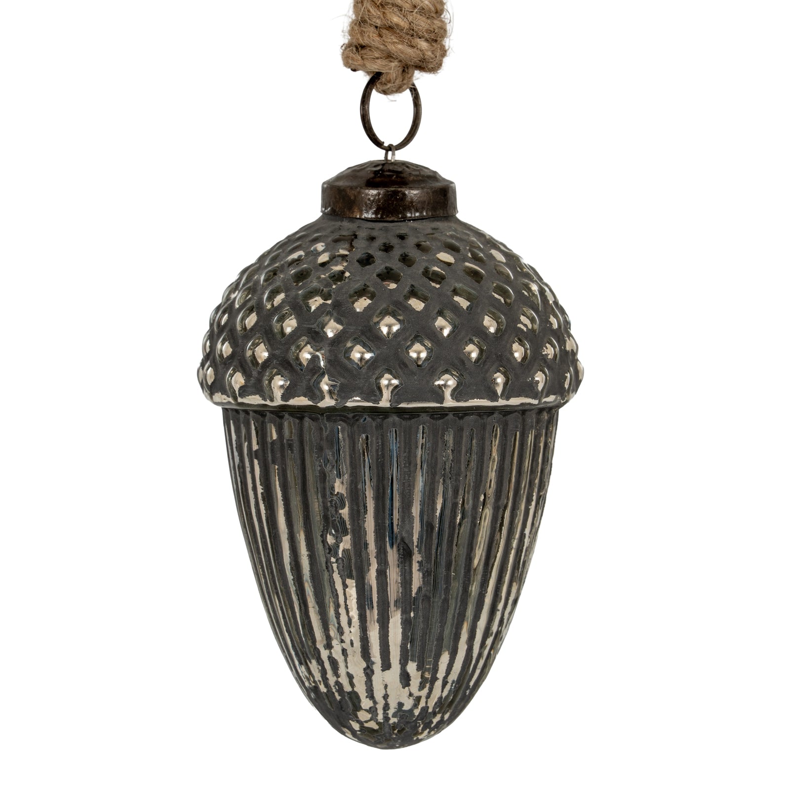 Grey Metallic Collection Large Acorn Bauble