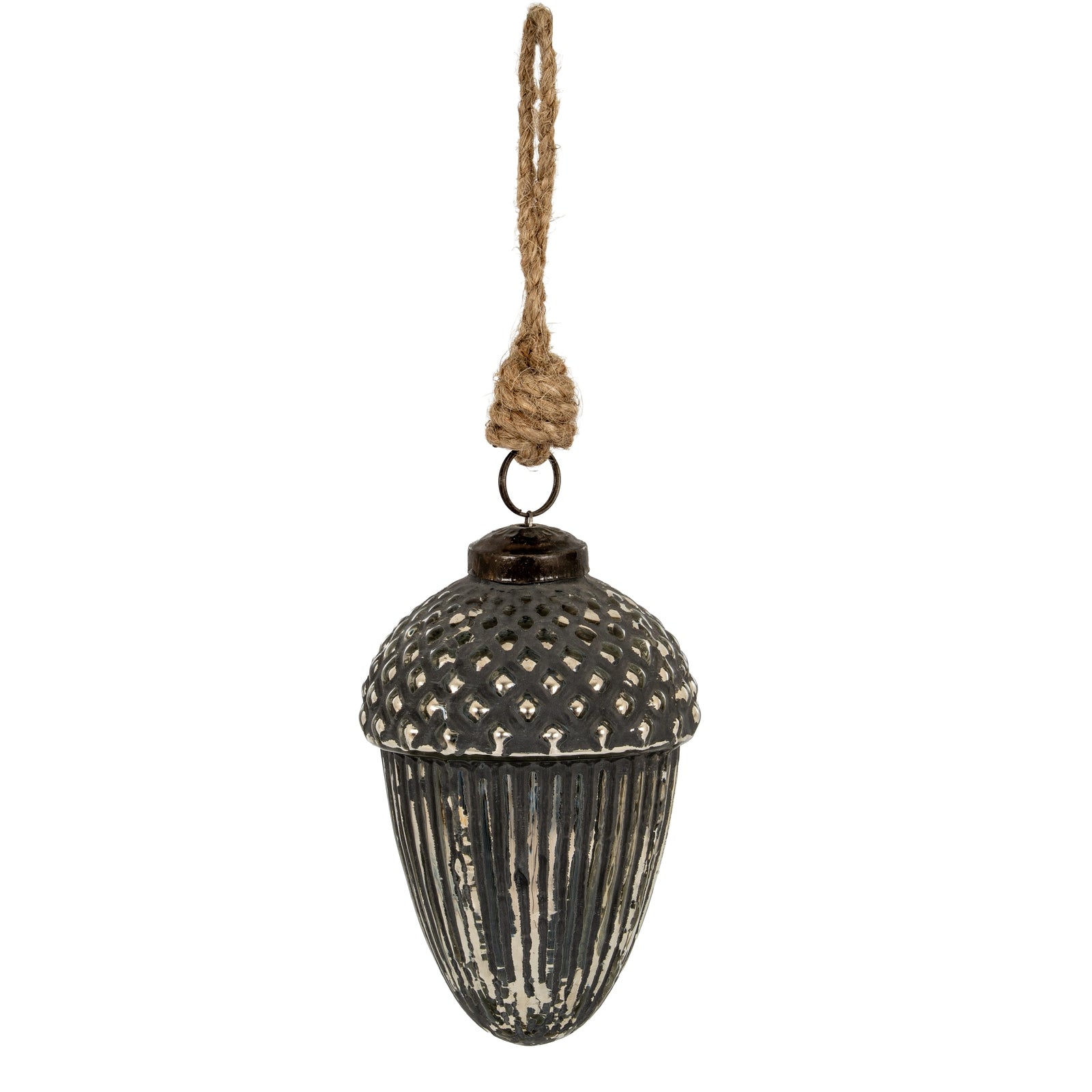 Grey Metallic Collection Large Acorn Bauble