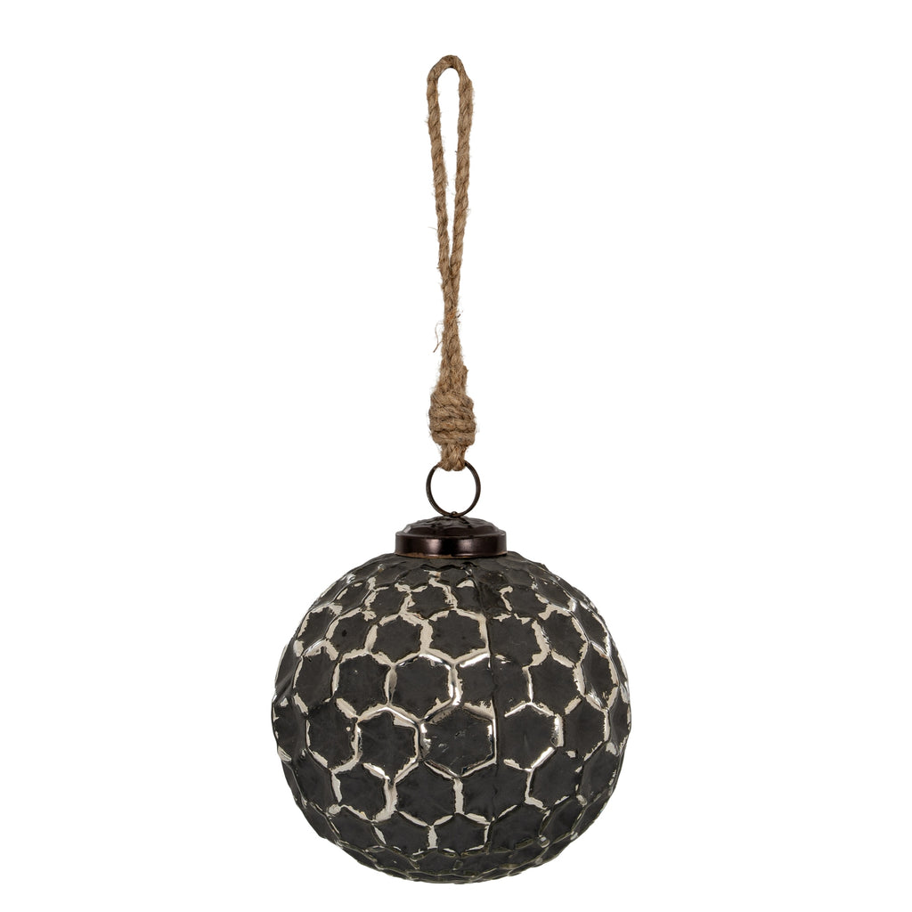 Grey Metallic Collection Large Honey Combe Bauble