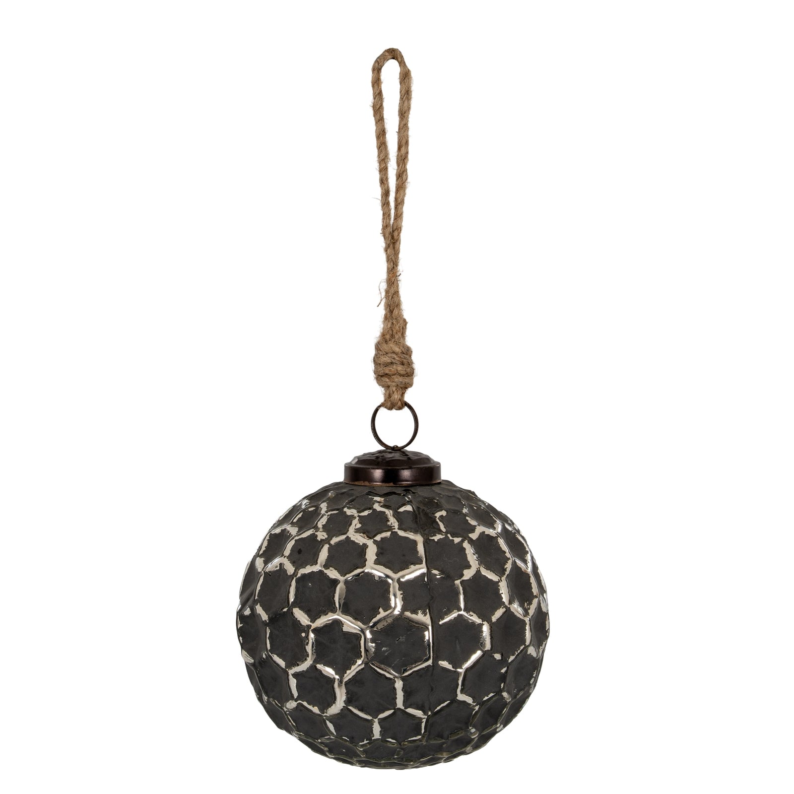 Grey Metallic Collection Large Honey Combe Bauble
